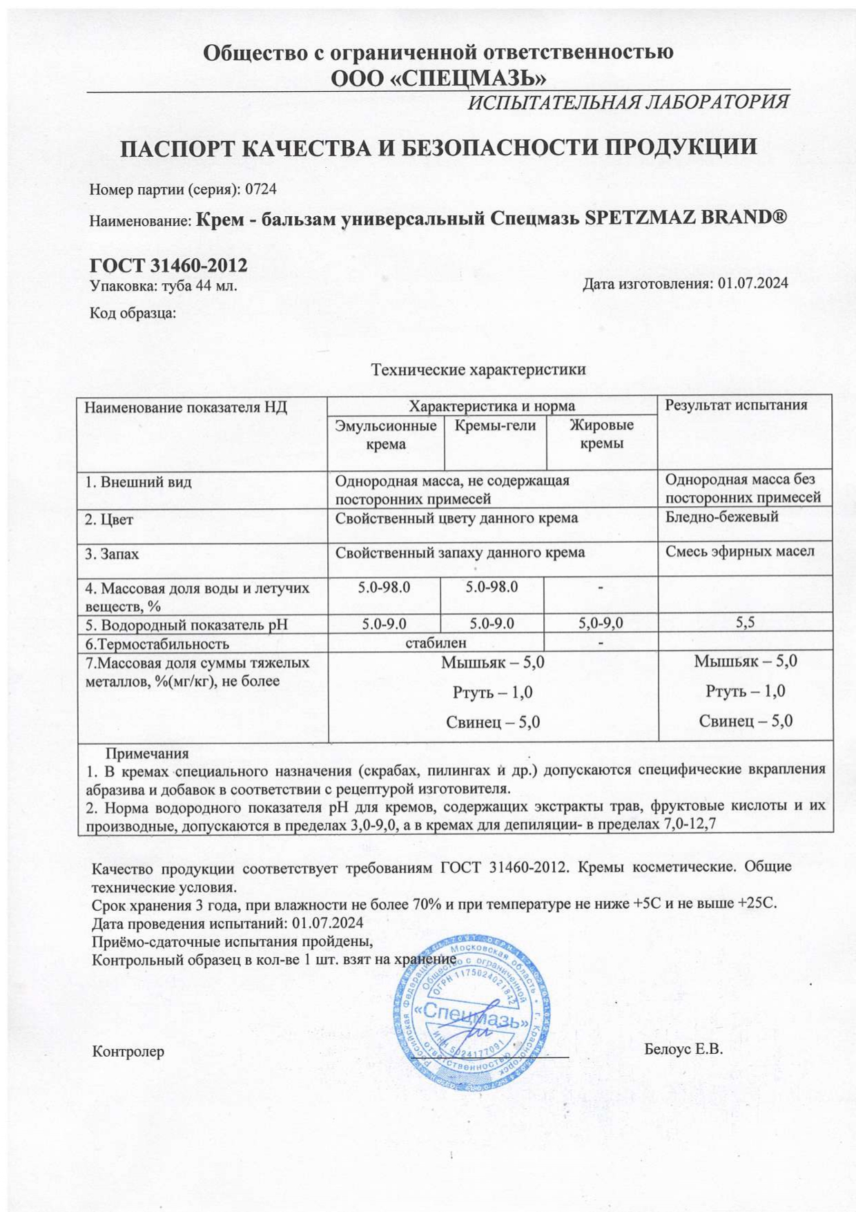 Паспорт №072024